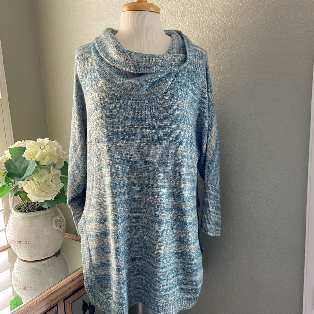 COPY - Anthropologie Field Flower Blue Cowl Neck Tunic Medium - Picture 1 of 10